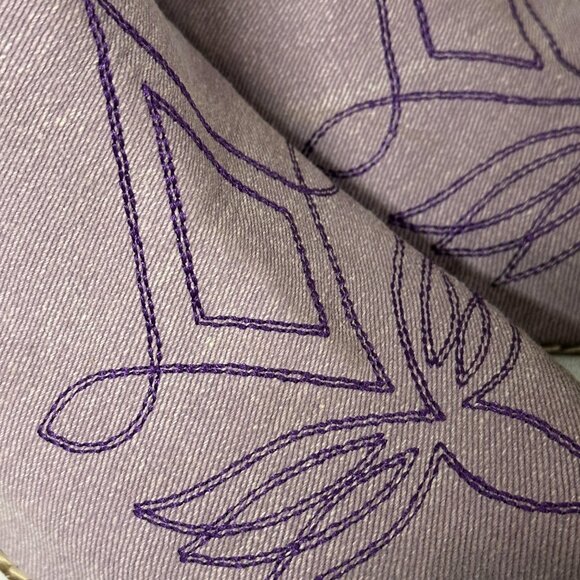 NWOT Circle G by Corral Distressed Purple Denim Ankle Boots - Picture 2 of 8